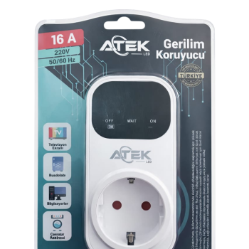 ATEK Gerilim Koruyucu 16A (Voltaj Koruma Prizi)