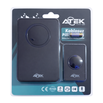 ATEK Kablosuz Pilli Kapı Zili Siyah (Wireless Doorbell)