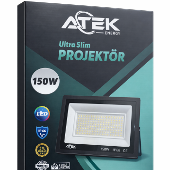 ATEK 150W Ultra Slim LED Projektör 6500K Beyaz Işık IP66