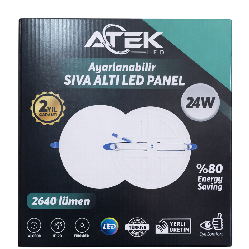 ATEK 24W Ayarlanabilir Çerçevesiz LED Spot Panel 