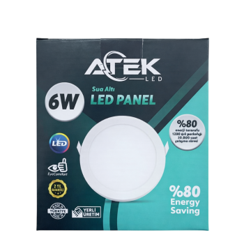 ATEK 6W Sıva Altı LED Panel (Yuvarlak)