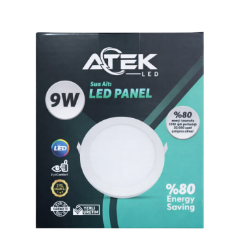 ATEK 9W Sıva Altı LED Panel (Yuvarlak)