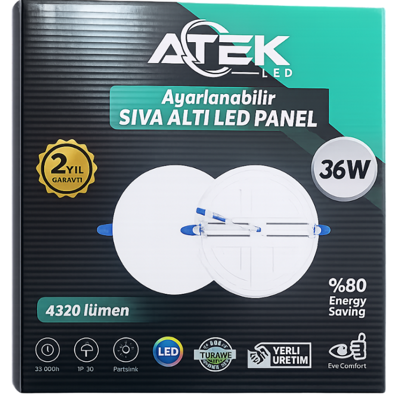 ATEK 36W Ayarlanabilir Çerçevesiz LED Spot Panel
